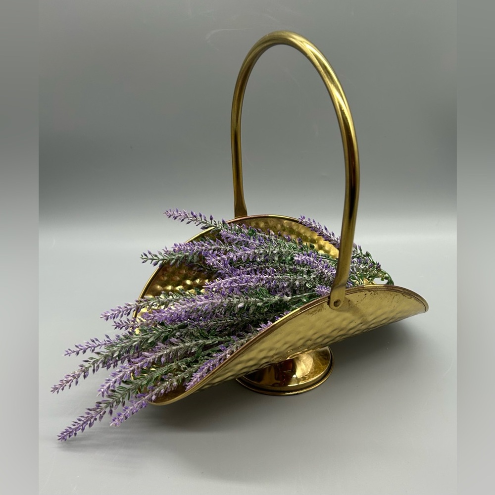 Vintage Hammered Brass Basket Flower Holder by Nijhof-Zevenaar | Made in Holland